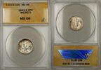 USA Dime 1945-S Silver Mercury 10C ANACS MS-66 Micro S (Toned 11 D) -