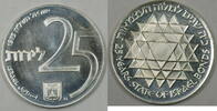 Weltmünzen 25 Lirot Israel Silver Proof Independence Day Commem Coin w Original Holder -