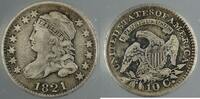 USA Dime Capped Bust Silver 10c ANACS VF-25 Details Scratched Cleaned GBr -