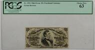 Banknoten Fr. Third Issue 25c Fractional Currency PCGS Choice New 63 Green Reverse -
