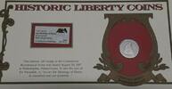 USA Historic Liberty Coins 1850 s   W/Stamp in Information Card Seated Liberty Quarter 1850 Circulated in Info Card