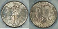 USA Walking Liberty Silver  PCGS MS-64, Lightly Toned, New Holder Half Dollar 1943 