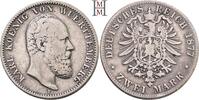 REICHSSILBERMÜNZEN 2 Mark WÜRTTEMBERG Karl, 1864-1891. -