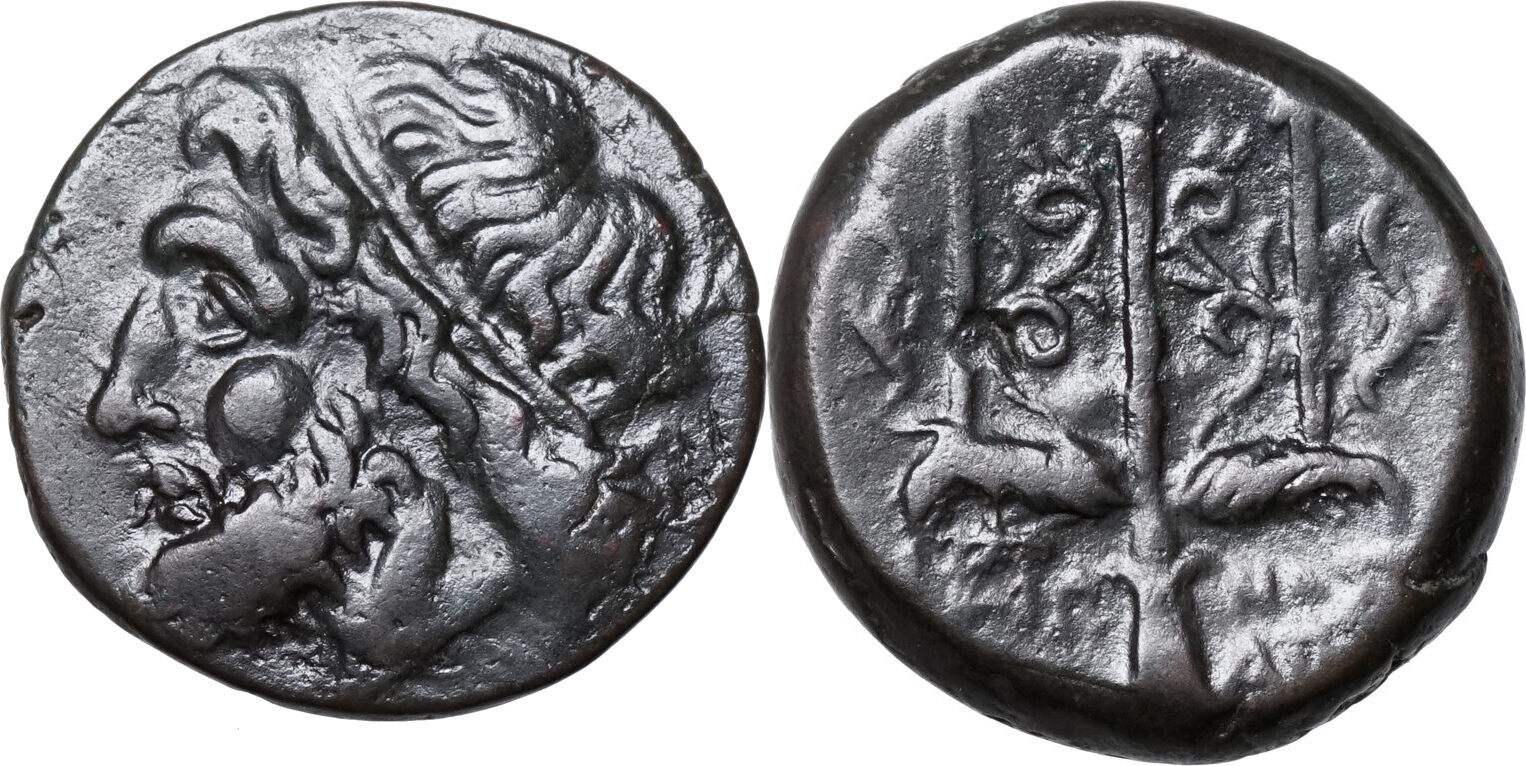 Hieron II. (275215 BCE) Æ Sizilien, Syrakus. POSEIDON, Dreizack