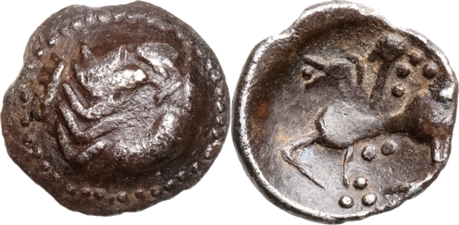 Ostkelten, SKORDISKER AR Obol (2 Jh. v.u.Z.) Typ Vogelpferd, Reiter