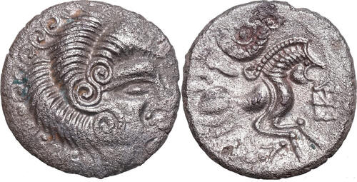 Gallia, Coriosolites (~100-50 BCE) BI Stater NW-Gallien. Fabelwesen, Menschenköpfiges Pferd ss