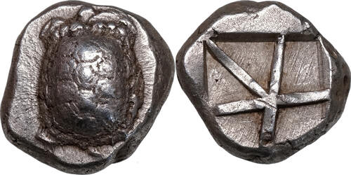 Attica, Aegina (456-431 BCE) AR Stater Landschildkröte, Quadratum Incusum. Selten! vz+