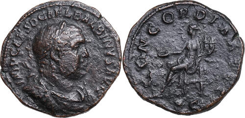 Balbinus (238) Æ Sesterz Rom, CONCORDIA mit Patera und Füllhorn s+