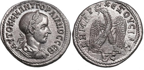 Gordianus III. (238-244) AR Tetradrachme Antiochia am Orontes. Adler. Prachtexemplar! Glanz! st