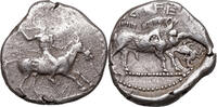 Pamphylien. Aspendos (~420-360 BCE) AR Drachme Krieger Mopsos zu Pferd, EBER, Ziege Gegenstempel c/m -
