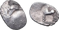 Gallia. BELENOS (nach 67 BCE) AR Quinar Kopf / Pferd in tempelartigem Überbau. Keltischer Wassergott Belenos. SELTEN!! -
