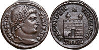 Constantine I. The Great (307-337) Nikomedia, LAGERTOR mit zwei Türmen, darüber Stern. Æ Follis  ss+