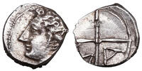 Massalia. Gallien (~300-100/50 BCE) AR Obol Apollo / Vierspeichiges Rad. M-A. Feine Details! -
