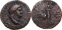 Nero (54-68) Æ As Lugdunum. Viktoria mit Schild. s