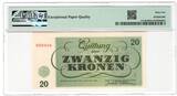 Czchoslovakia 20 Kronen 1943 PMG 65 EPQ
