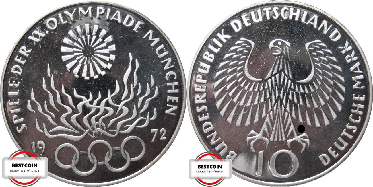 10 Dm Brd Olympia Vi Olympisches Feuer 1972 BRD 10 DM 1972 F J 405 Olympisches Feuer PP, offen | MA-Shops