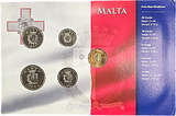 0,43 Cents Malta - KMS 1, 2, 5, 10, 25 Cents 2001-2005 UNC