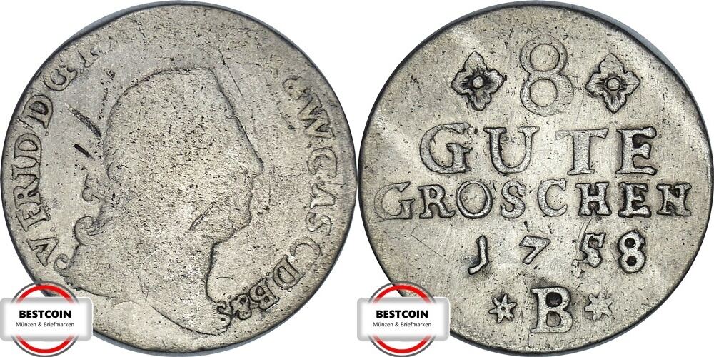 ANHALT-BERNBURG 8 Gute Groschen 1758 B Mann 613a - Geprägt Unter Victor ...