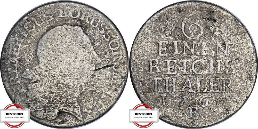 PREUSSEN 6 Einen Taler 1766 B Old. 93 geprägt unter König Friedrich