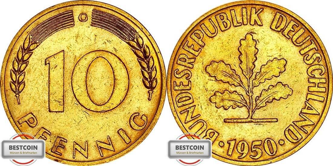 BRD 10 Pfennig 1950 G J 383Kursmünze VZSTG