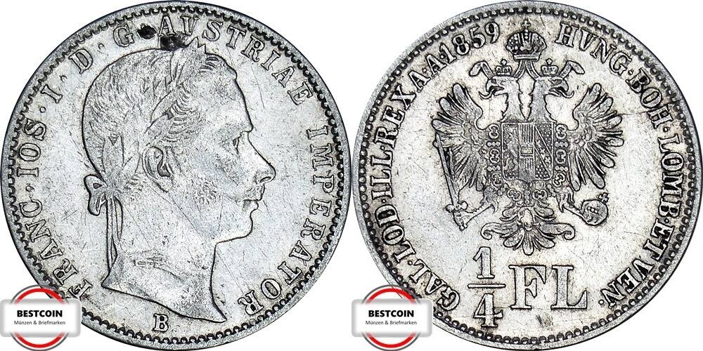 ÖSTERREICH 1 4 Florin 1859 B KM 2214 geprägt unter Franz Joseph I