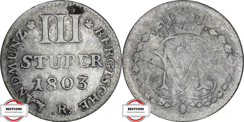 JÜLICHBERG 3 Stuber 1803 R AKS 4 geprägt unter Herzog Maximilian