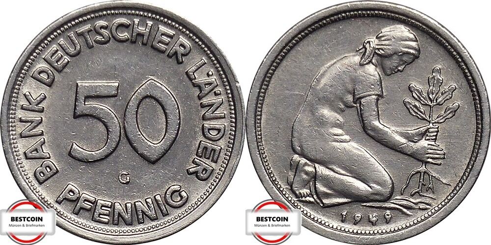 BRD 50 Pfennig 1949 G J 384 - Kursmünze STG- | MA-Shops