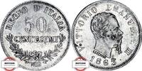 50 Centesimi 1863 ITALIEN Pag. 528 - geprägt5 unter Viktor Emanuel II. VZ-STG