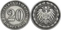 20 Pfennig 1890 J DEUTSCHLAND J 14 - Kursmünze aus dem Kaiserreich SS