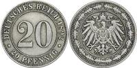 20 Pfennig 1892 F DEUTSCHLAND J 14 - Kursmünze aus dem Kaiserreich SS