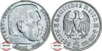 DRITTE REICH 5 Reichsmark J 360 - Paul von Hindenburg -