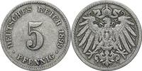 DEUTSCHLAND J 12 - Kursmünze aus dem Kaiserreich 5 Pfennig 1899 J SS