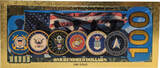 USA Banknoten  Coast Guard United States USCG Military 24K Gold Foil Plated Note Bill XX104