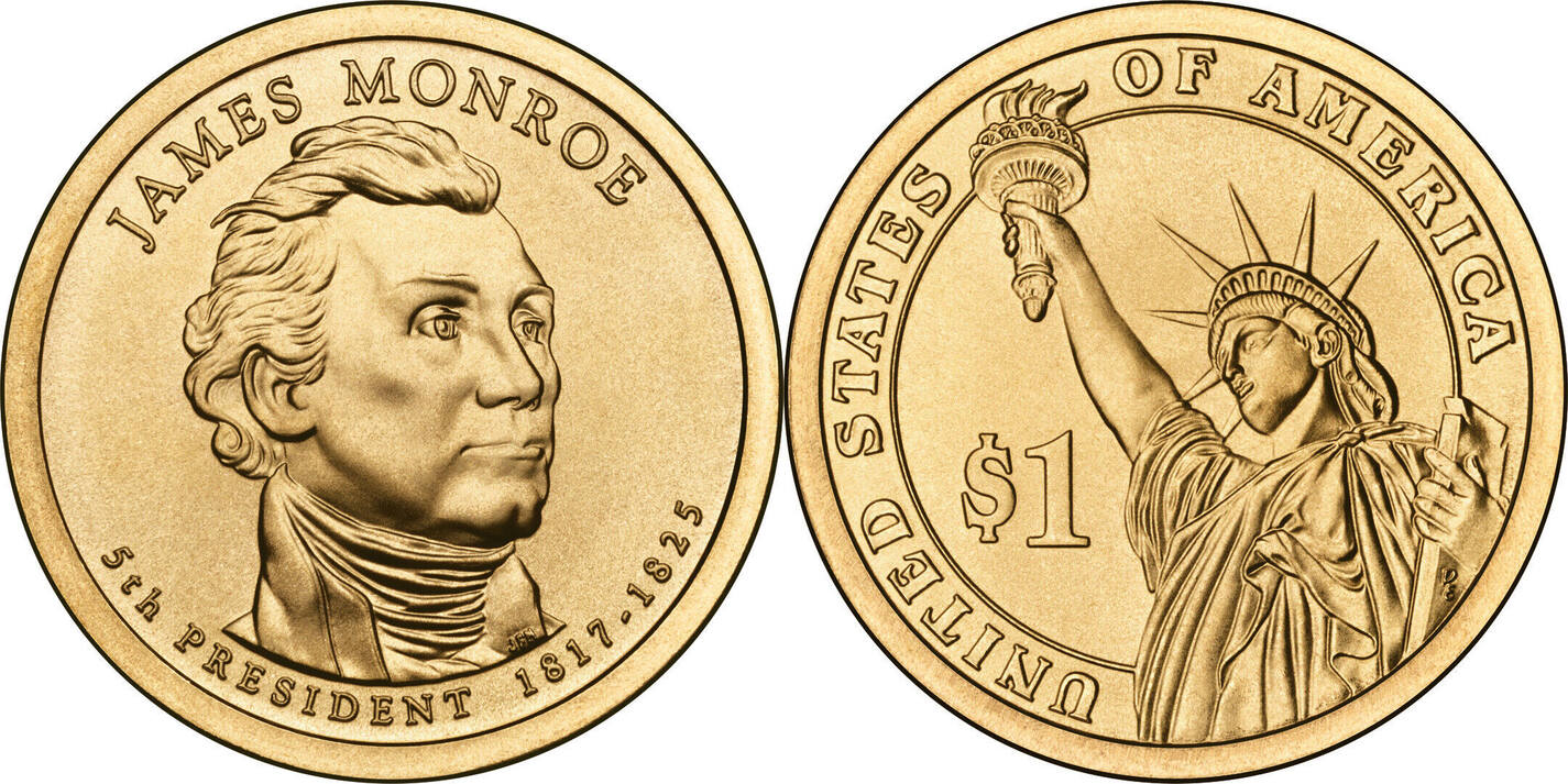 USA 1 Coin 2008 P James Monroe Presidential US Golden Dollar usa-1-coin-2008-p-james-monroe-presidential-us-golden-dollar