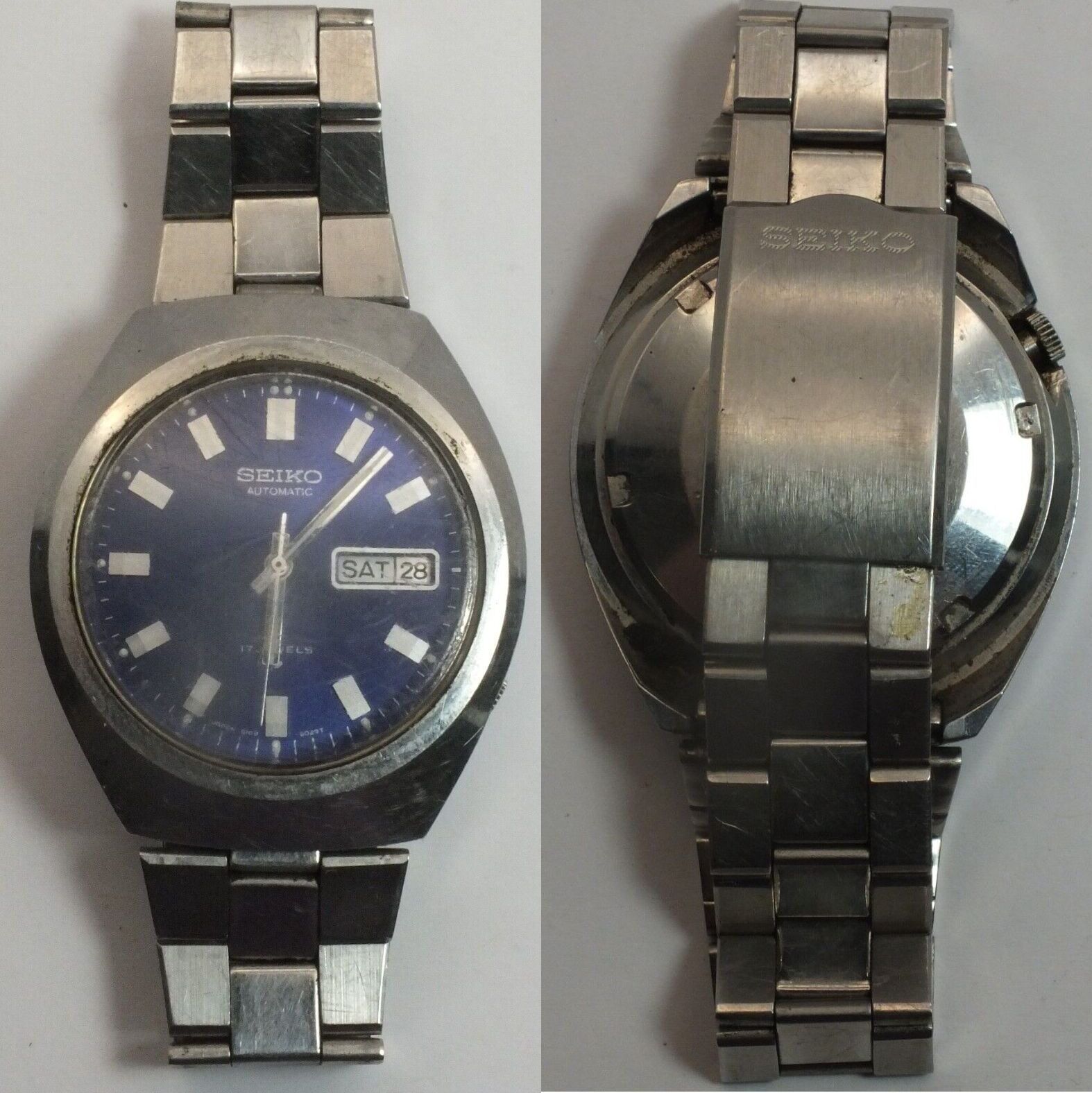 Sonstiges Seiko 38mm 17 Jewels Blue 6109 8029 Day Date Cobalt Dial