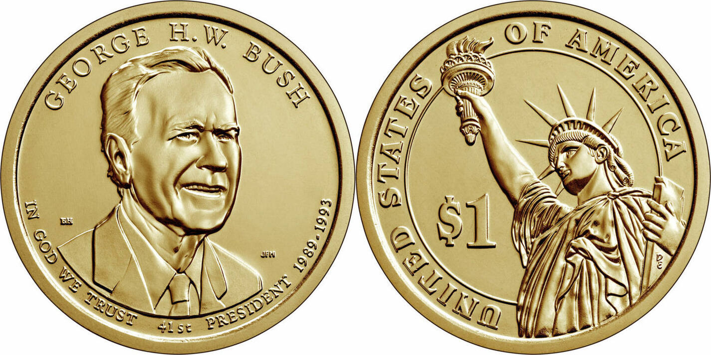2020 D Presidenziale George H.W. Bush $1 Coin Program - UNC Coin - Foto 6