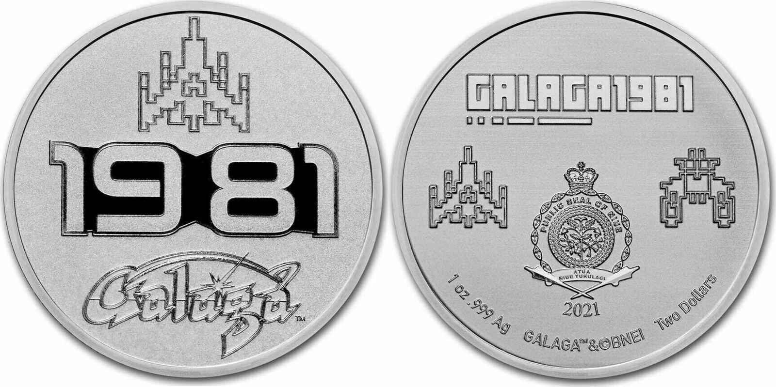 Anlagemünzen 1981 2021 Galaga Video Game 999 Silver 1 oz $2