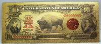 USA Banknoten 1901 $ $10 Bison Buffalo Novelty 24K Gold Foil Plated Note Bill 6 Currency GFN20 -