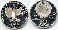 Europa 10 Roubles 1977 / Moscow Olympics USSR Proof Silver Coin CCCP Russia - B292 -