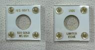 Publications & Supplies $10 Gold Capital Holders For 1/4oz MS65+ Screw Type White-KR755 -