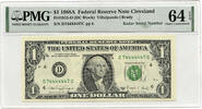US Paper Money  1988-A $1 Federal Reserve Note PMG 64 EPQ Radar Serial Cleveland Ohio - C254