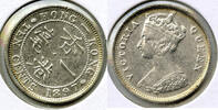 Weltmünzen 10 Cents Hong Kong Silver Coin - Queen Victoria - H582 -