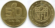 Exonumia Medal Super Bowl On the Fifty Round NFL Football - Officially Licensed - H916 -