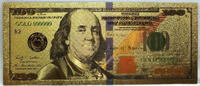 USA Banknoten 2009 $ $100 Federal Reserve Novelty 24K Gold Foil Plated Note Bill 6 - GFN32 -