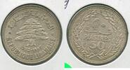 Weltmünzen 50 PIastres Lebanon Silver Coin - SR847 -