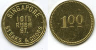 Exonumia Token Singapore Steaks & Chops Chicago $1 Medal Round Rush Street - J645 -