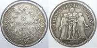 Europa 5 Francs 1873-K France Silver Coin - Liberte Egalite Fraternite - J945 -