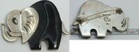 Sonstiges Sterling Onyx Taxco TH-46 Elephant Solid Silver Vintage 1.6 Brooch Pin LH363 -