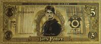 USA Banknoten Harry Potter 5 Galleons Gringotts Bank Note Novelty 24K Gold Plated Bill XX011 -