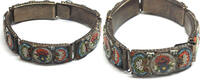 Sonstiges Italian Micro Mosaic Silver Layered Antique Bracelet Flowers Floral Motif - L287 -